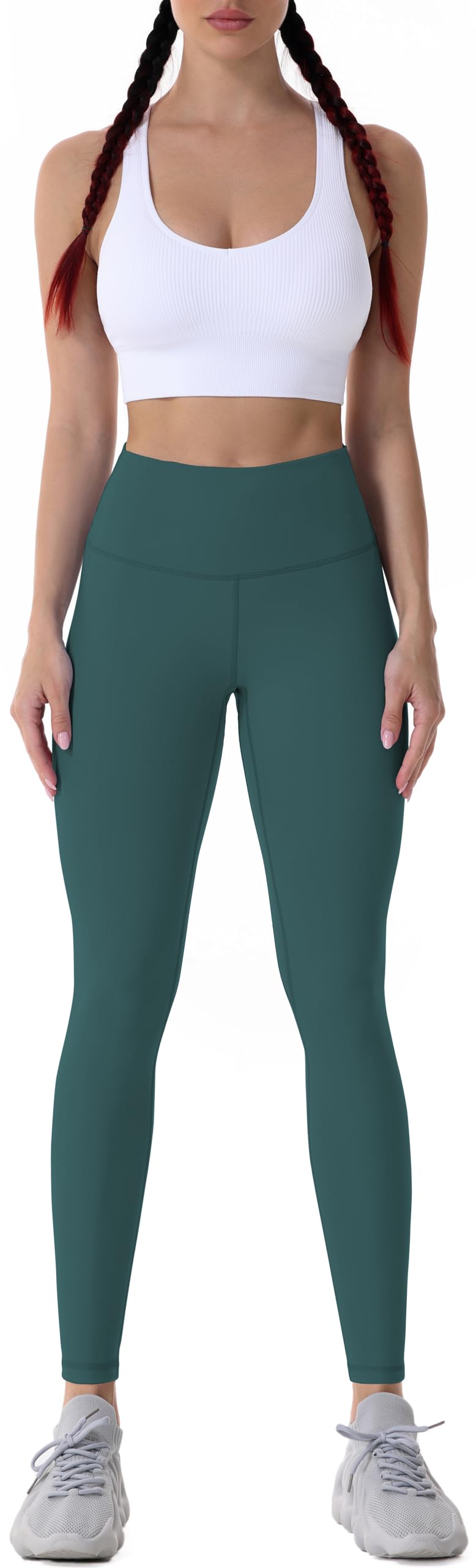 Sunzel Workout Leggings for Women, Squat Proof High Waisted Yoga Pants 4 Way Stretch, Buttery Soft 28" Inseam Forest Green Medium