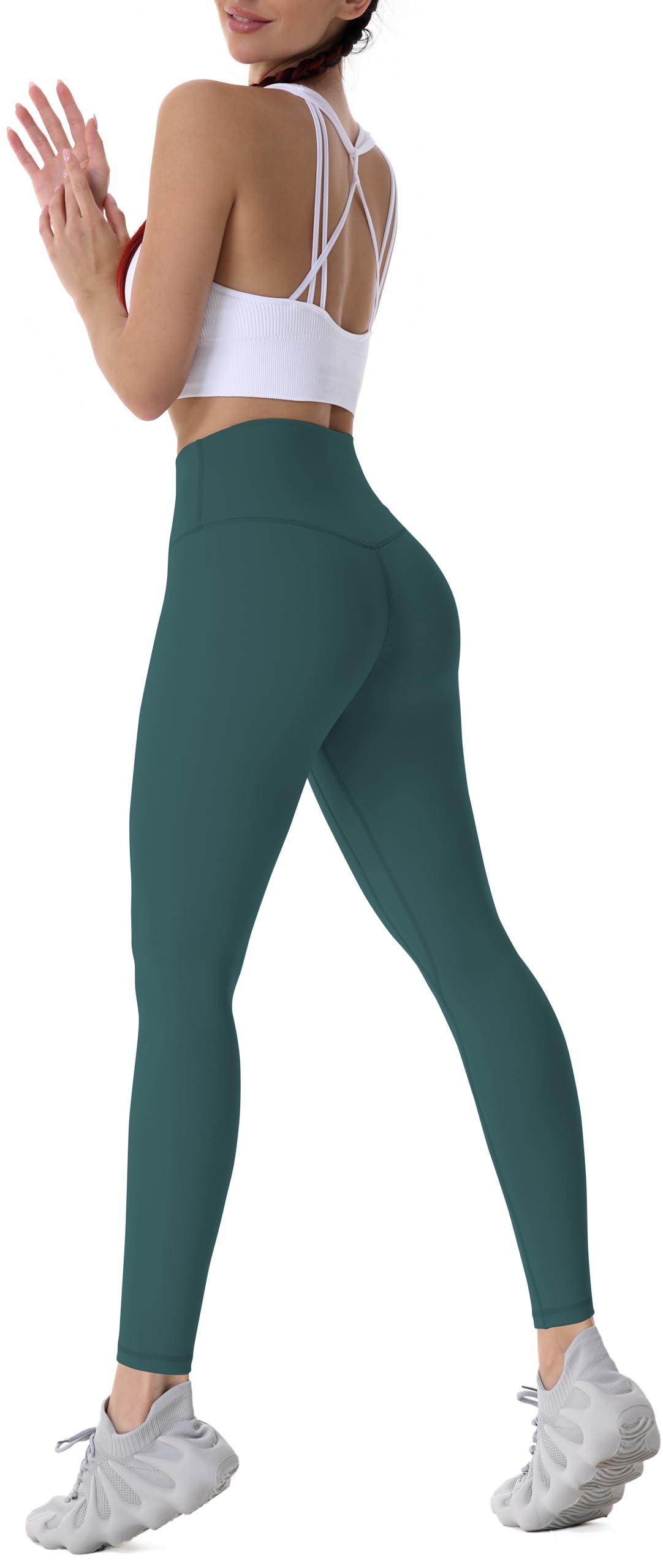 Sunzel Workout Leggings for Women, Squat Proof High Waisted Yoga Pants 4 Way Stretch, Buttery Soft 28" Inseam Forest Green Medium