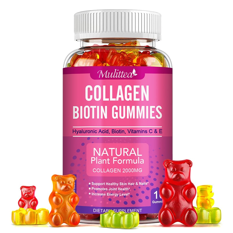 Mulittea Collagen Gummies Biotin For Hair Growth Whitening Skin Care